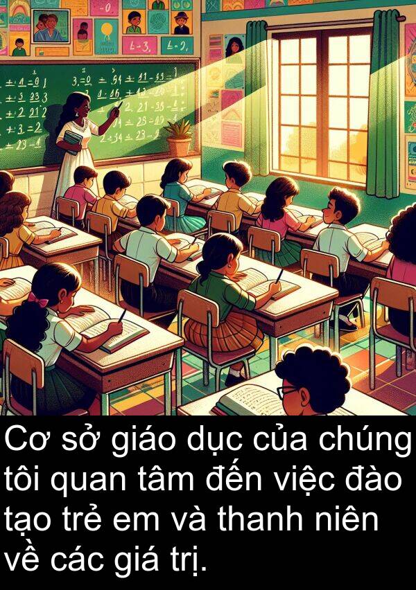 niên: Cơ sở giáo dục của chúng tôi quan tâm đến việc đào tạo trẻ em và thanh niên về các giá trị.