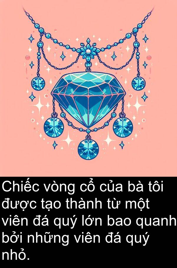 nhỏ: Chiếc vòng cổ của bà tôi được tạo thành từ một viên đá quý lớn bao quanh bởi những viên đá quý nhỏ.