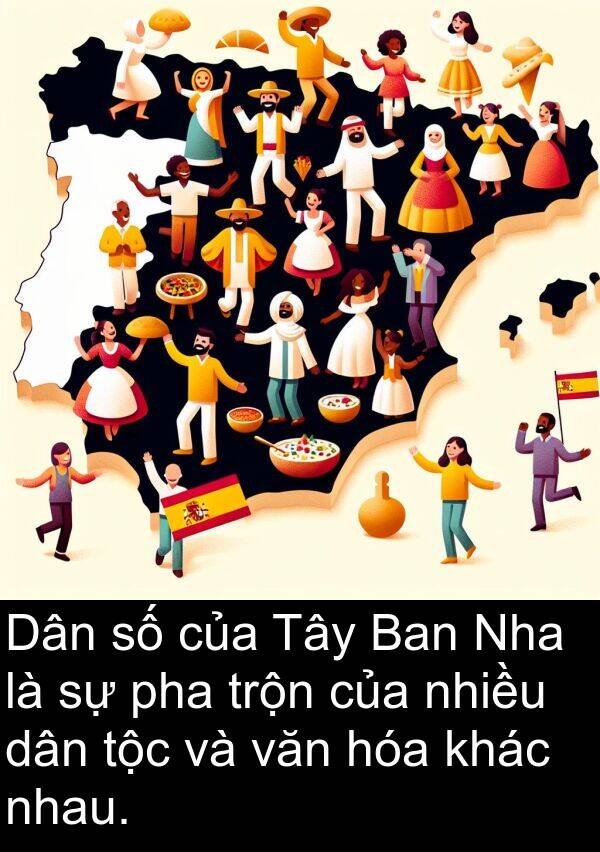 nhau: Dân số của Tây Ban Nha là sự pha trộn của nhiều dân tộc và văn hóa khác nhau.