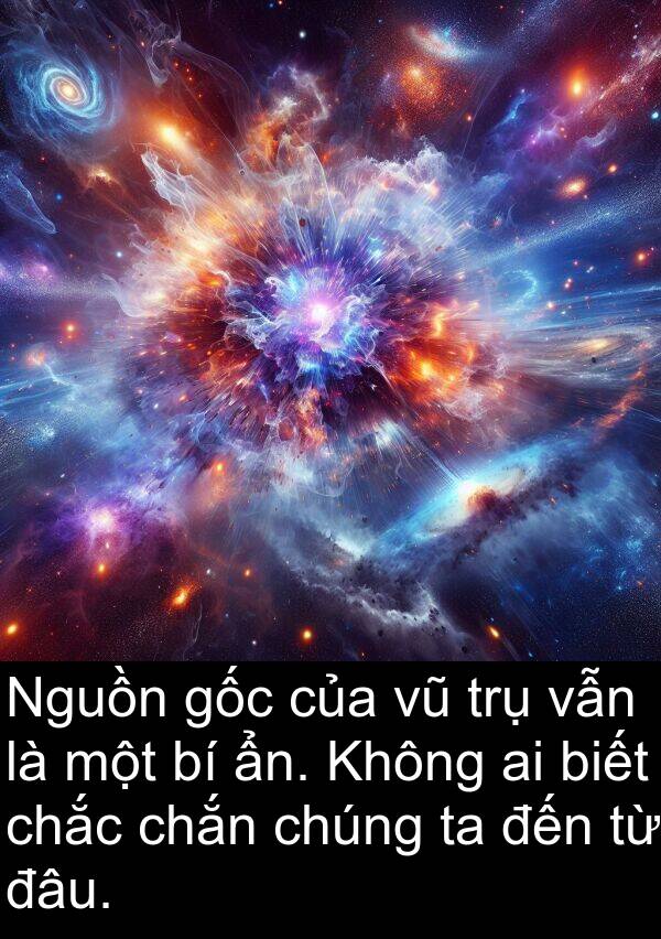 trụ: Nguồn gốc của vũ trụ vẫn là một bí ẩn. Không ai biết chắc chắn chúng ta đến từ đâu.