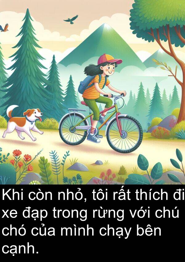 nhỏ: Khi còn nhỏ, tôi rất thích đi xe đạp trong rừng với chú chó của mình chạy bên cạnh.