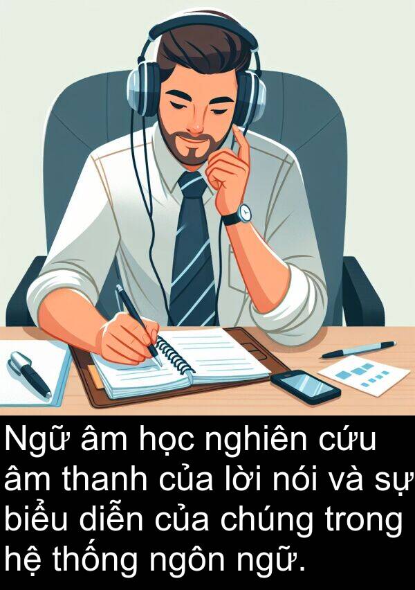 ngữ: Ngữ âm học nghiên cứu âm thanh của lời nói và sự biểu diễn của chúng trong hệ thống ngôn ngữ.