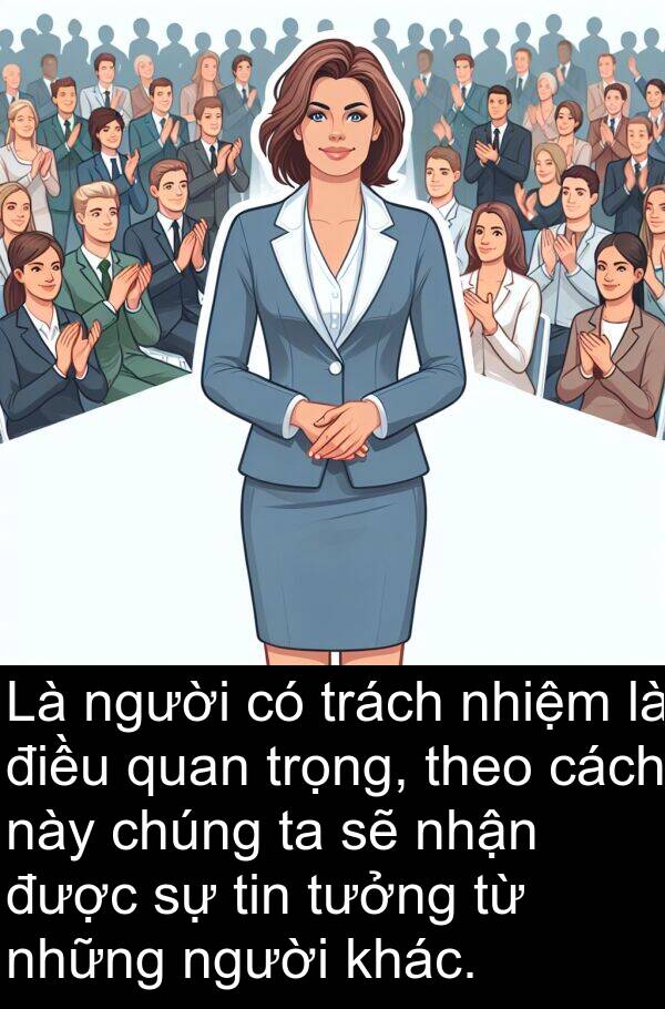 nhiệm: Là người có trách nhiệm là điều quan trọng, theo cách này chúng ta sẽ nhận được sự tin tưởng từ những người khác.