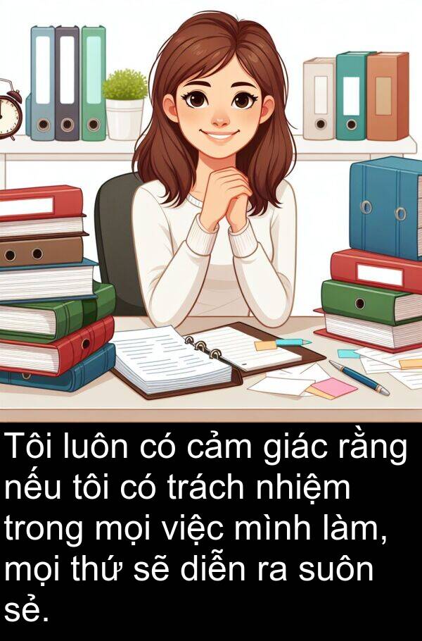 thứ: Tôi luôn có cảm giác rằng nếu tôi có trách nhiệm trong mọi việc mình làm, mọi thứ sẽ diễn ra suôn sẻ.