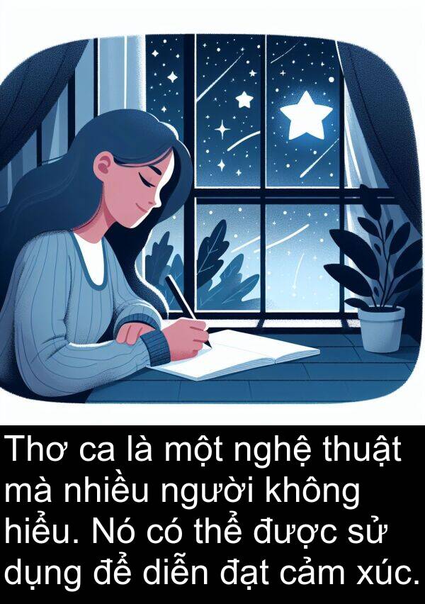 xúc: Thơ ca là một nghệ thuật mà nhiều người không hiểu. Nó có thể được sử dụng để diễn đạt cảm xúc.