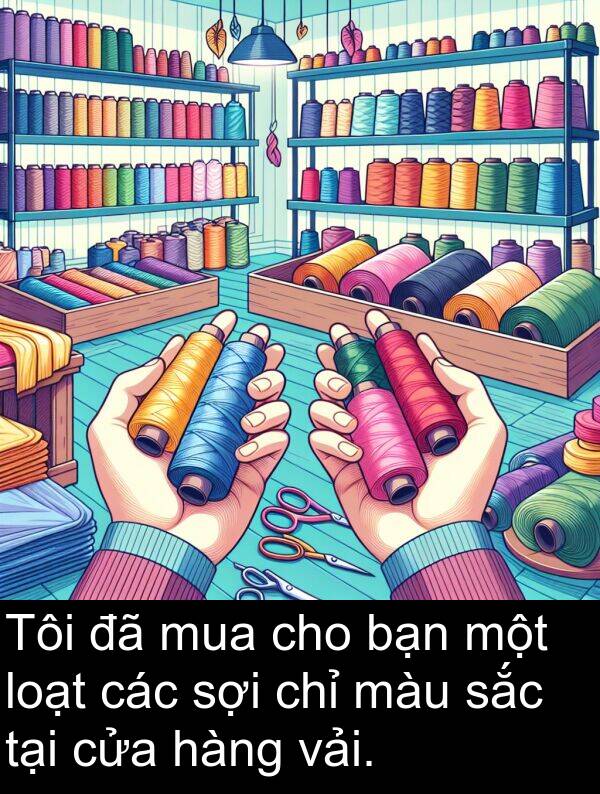 sợi: Tôi đã mua cho bạn một loạt các sợi chỉ màu sắc tại cửa hàng vải.