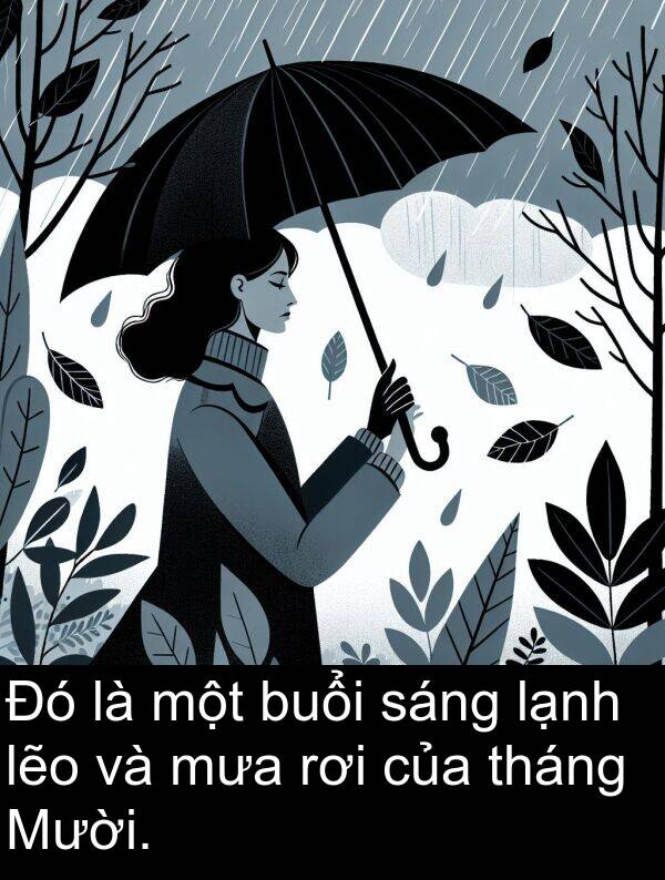 lẽo: Đó là một buổi sáng lạnh lẽo và mưa rơi của tháng Mười.