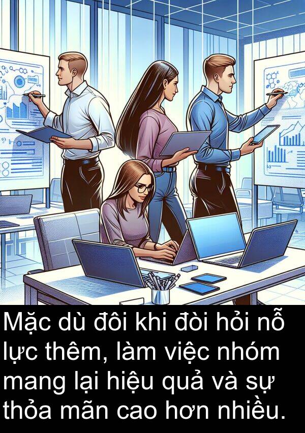 mãn: Mặc dù đôi khi đòi hỏi nỗ lực thêm, làm việc nhóm mang lại hiệu quả và sự thỏa mãn cao hơn nhiều.