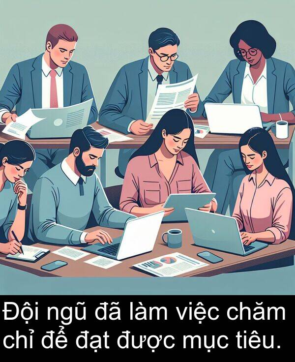 làm: Đội ngũ đã làm việc chăm chỉ để đạt được mục tiêu.