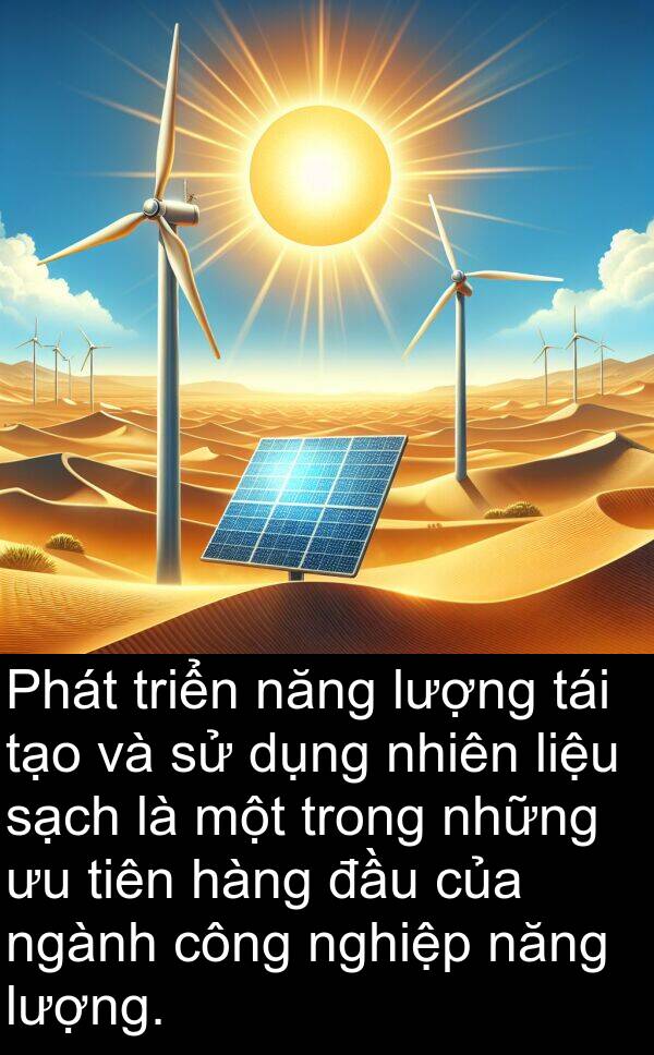 liệu: Phát triển năng lượng tái tạo và sử dụng nhiên liệu sạch là một trong những ưu tiên hàng đầu của ngành công nghiệp năng lượng.