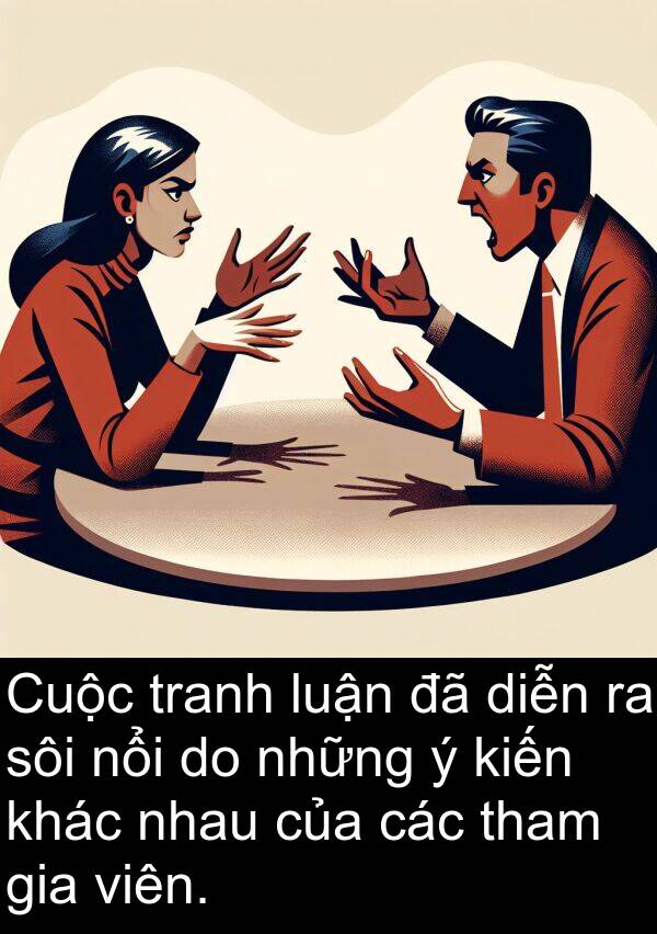 tranh: Cuộc tranh luận đã diễn ra sôi nổi do những ý kiến khác nhau của các tham gia viên.