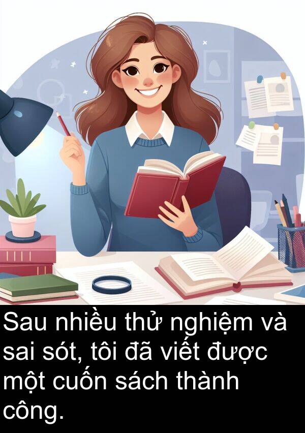 sót: Sau nhiều thử nghiệm và sai sót, tôi đã viết được một cuốn sách thành công.