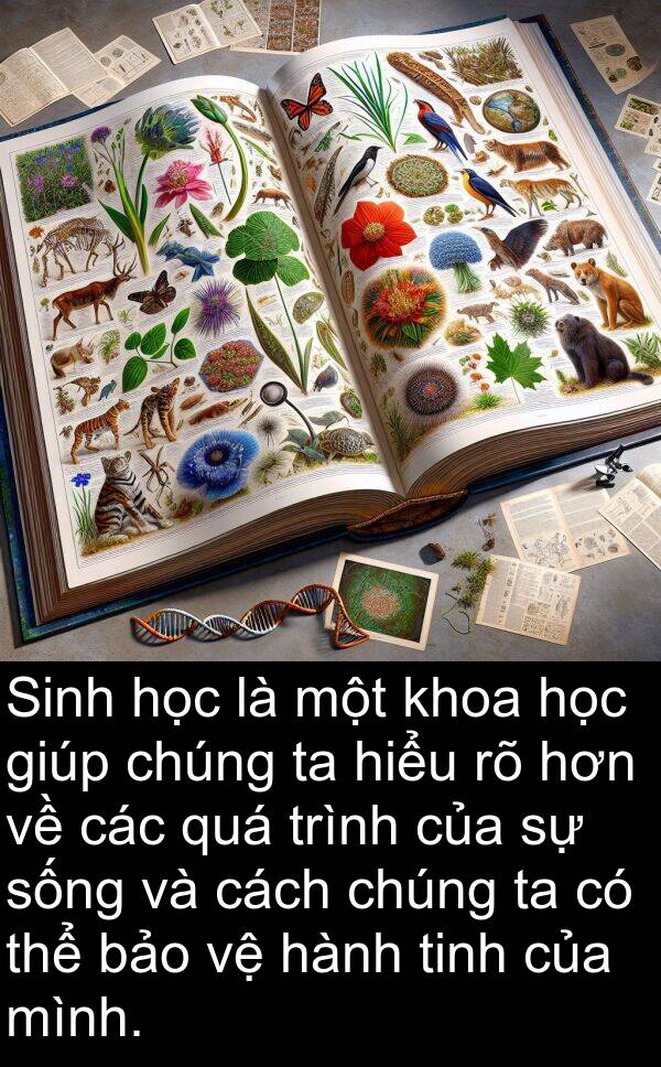 hiểu: Sinh học là một khoa học giúp chúng ta hiểu rõ hơn về các quá trình của sự sống và cách chúng ta có thể bảo vệ hành tinh của mình.