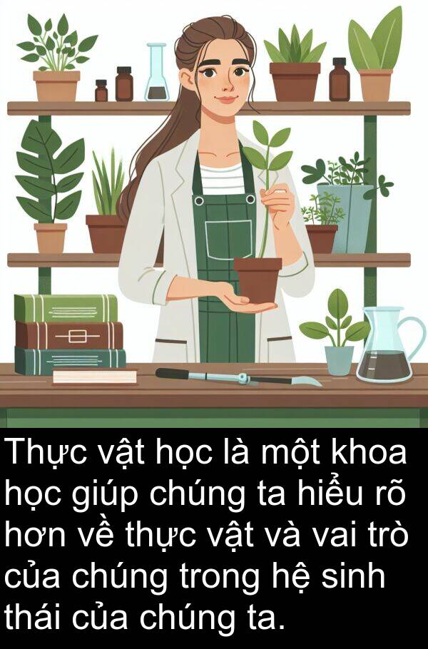 ta: Thực vật học là một khoa học giúp chúng ta hiểu rõ hơn về thực vật và vai trò của chúng trong hệ sinh thái của chúng ta.