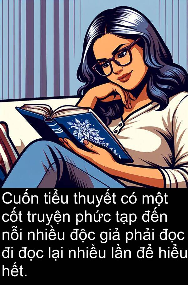 cốt: Cuốn tiểu thuyết có một cốt truyện phức tạp đến nỗi nhiều độc giả phải đọc đi đọc lại nhiều lần để hiểu hết.