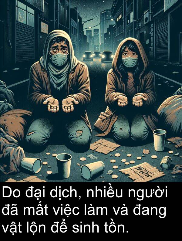 mất: Do đại dịch, nhiều người đã mất việc làm và đang vật lộn để sinh tồn.