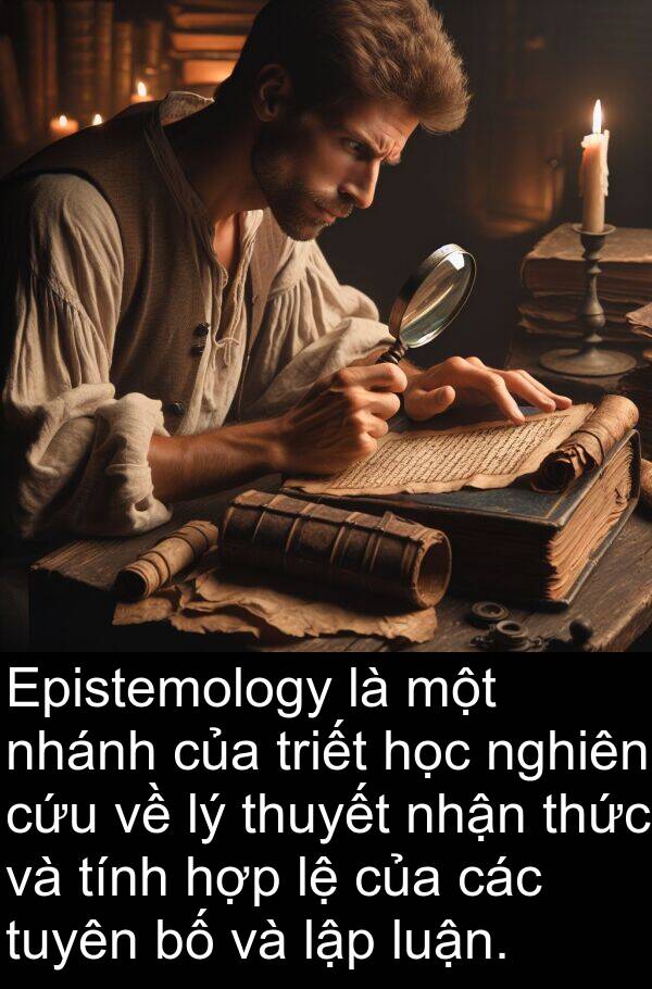 lập: Epistemology là một nhánh của triết học nghiên cứu về lý thuyết nhận thức và tính hợp lệ của các tuyên bố và lập luận.