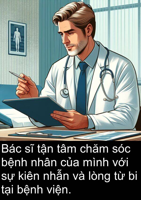 nhẫn: Bác sĩ tận tâm chăm sóc bệnh nhân của mình với sự kiên nhẫn và lòng từ bi tại bệnh viện.