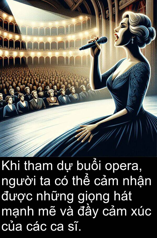 xúc: Khi tham dự buổi opera, người ta có thể cảm nhận được những giọng hát mạnh mẽ và đầy cảm xúc của các ca sĩ.