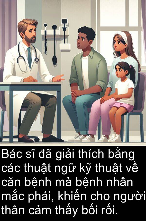 ngữ: Bác sĩ đã giải thích bằng các thuật ngữ kỹ thuật về căn bệnh mà bệnh nhân mắc phải, khiến cho người thân cảm thấy bối rối.