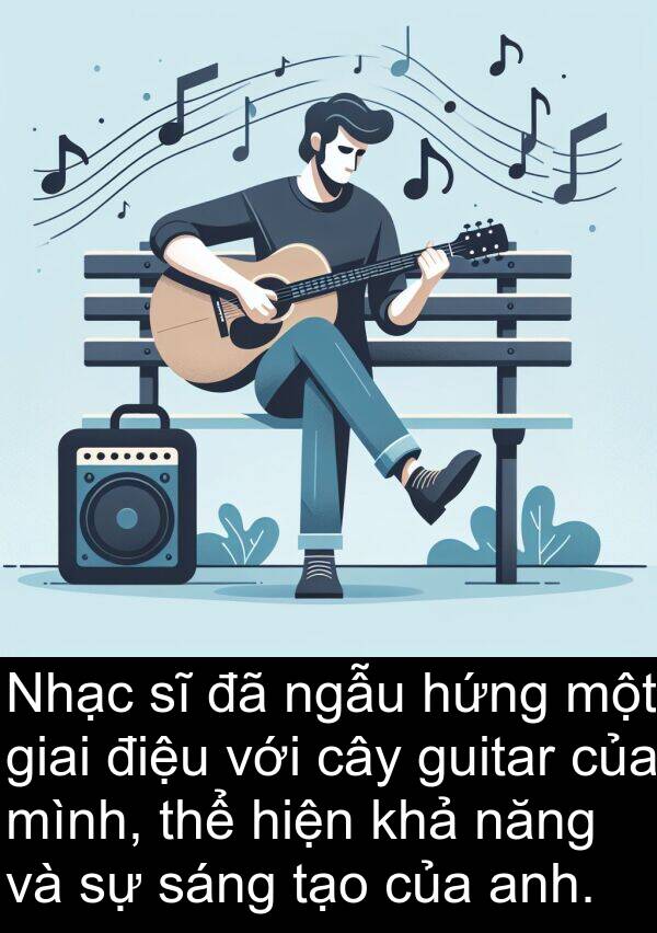 ngẫu: Nhạc sĩ đã ngẫu hứng một giai điệu với cây guitar của mình, thể hiện khả năng và sự sáng tạo của anh.