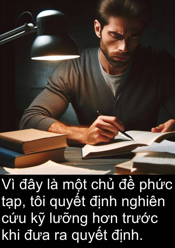 phức: Vì đây là một chủ đề phức tạp, tôi quyết định nghiên cứu kỹ lưỡng hơn trước khi đưa ra quyết định.