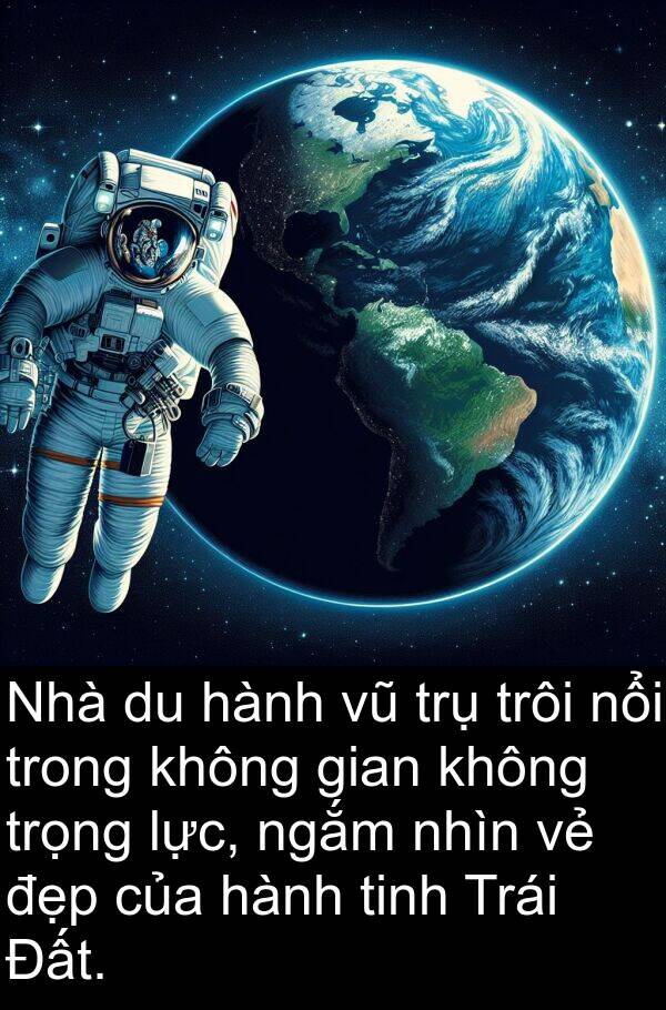 trôi: Nhà du hành vũ trụ trôi nổi trong không gian không trọng lực, ngắm nhìn vẻ đẹp của hành tinh Trái Đất.