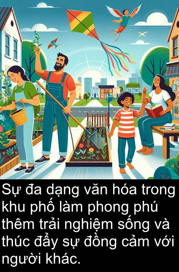 trải: Sự đa dạng văn hóa trong khu phố làm phong phú thêm trải nghiệm sống và thúc đẩy sự đồng cảm với người khác.