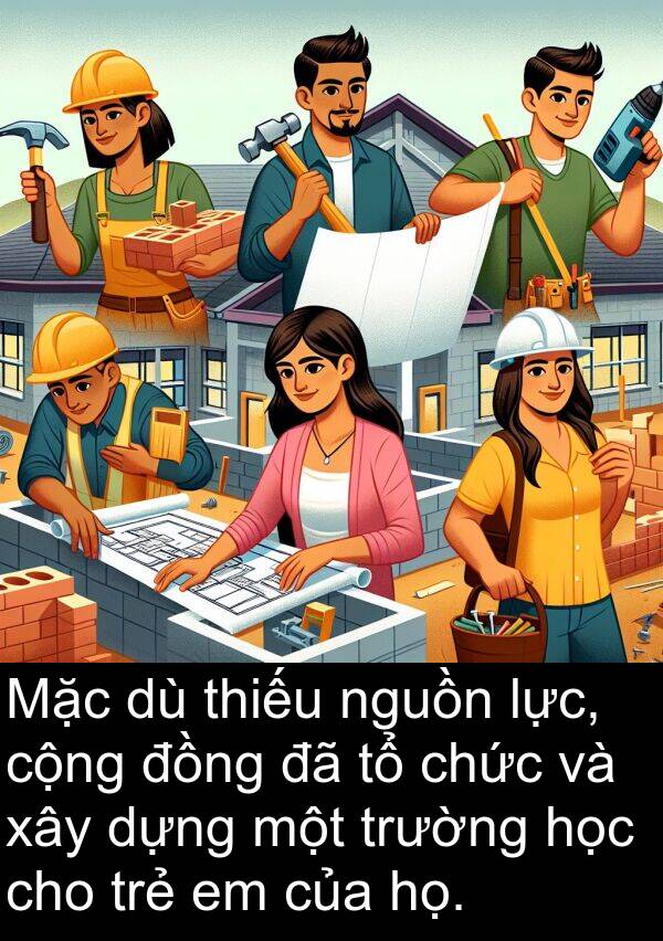 cộng: Mặc dù thiếu nguồn lực, cộng đồng đã tổ chức và xây dựng một trường học cho trẻ em của họ.