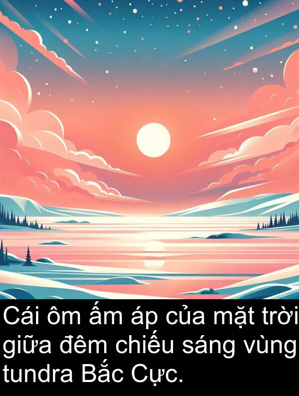 tundra: Cái ôm ấm áp của mặt trời giữa đêm chiếu sáng vùng tundra Bắc Cực.