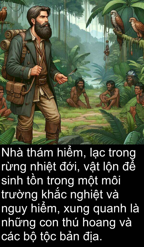 thám: Nhà thám hiểm, lạc trong rừng nhiệt đới, vật lộn để sinh tồn trong một môi trường khắc nghiệt và nguy hiểm, xung quanh là những con thú hoang và các bộ tộc bản địa.