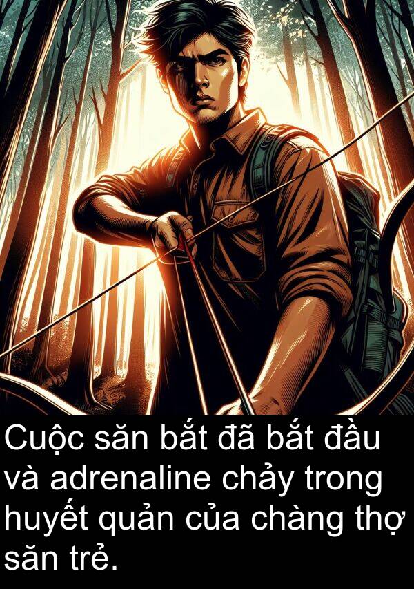 chảy: Cuộc săn bắt đã bắt đầu và adrenaline chảy trong huyết quản của chàng thợ săn trẻ.