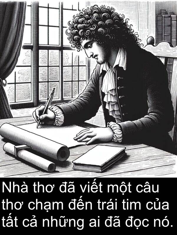 tim: Nhà thơ đã viết một câu thơ chạm đến trái tim của tất cả những ai đã đọc nó.