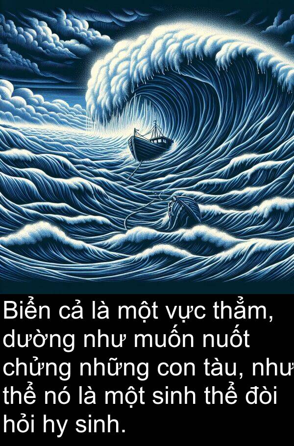 thẳm: Biển cả là một vực thẳm, dường như muốn nuốt chửng những con tàu, như thể nó là một sinh thể đòi hỏi hy sinh.