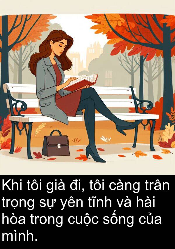 càng: Khi tôi già đi, tôi càng trân trọng sự yên tĩnh và hài hòa trong cuộc sống của mình.