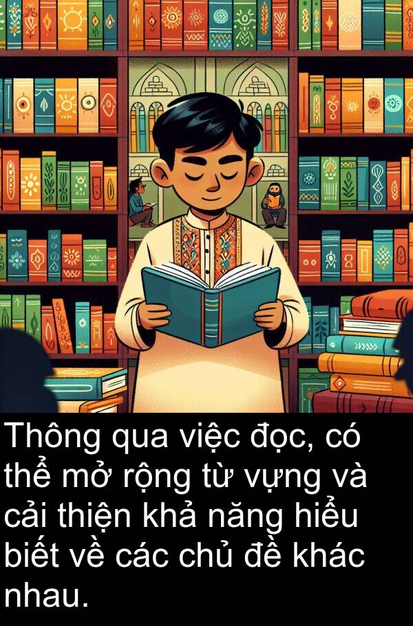 cải: Thông qua việc đọc, có thể mở rộng từ vựng và cải thiện khả năng hiểu biết về các chủ đề khác nhau.