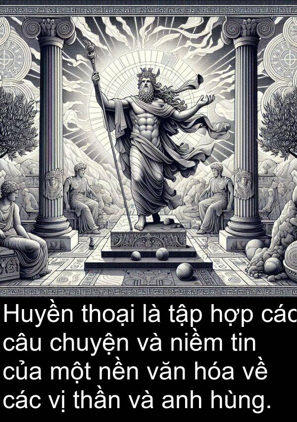 thần: Huyền thoại là tập hợp các câu chuyện và niềm tin của một nền văn hóa về các vị thần và anh hùng.