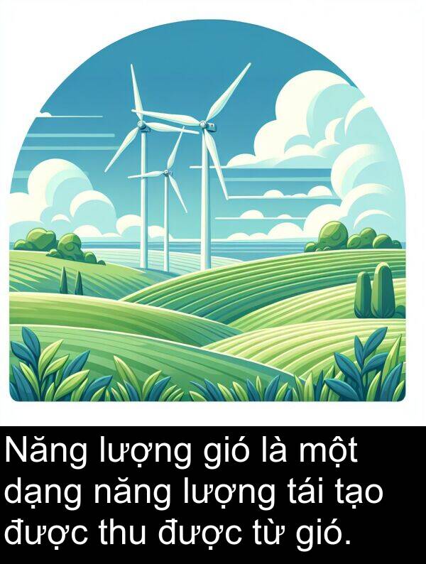 thu: Năng lượng gió là một dạng năng lượng tái tạo được thu được từ gió.