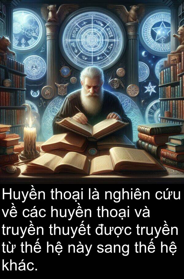 thoại: Huyền thoại là nghiên cứu về các huyền thoại và truyền thuyết được truyền từ thế hệ này sang thế hệ khác.