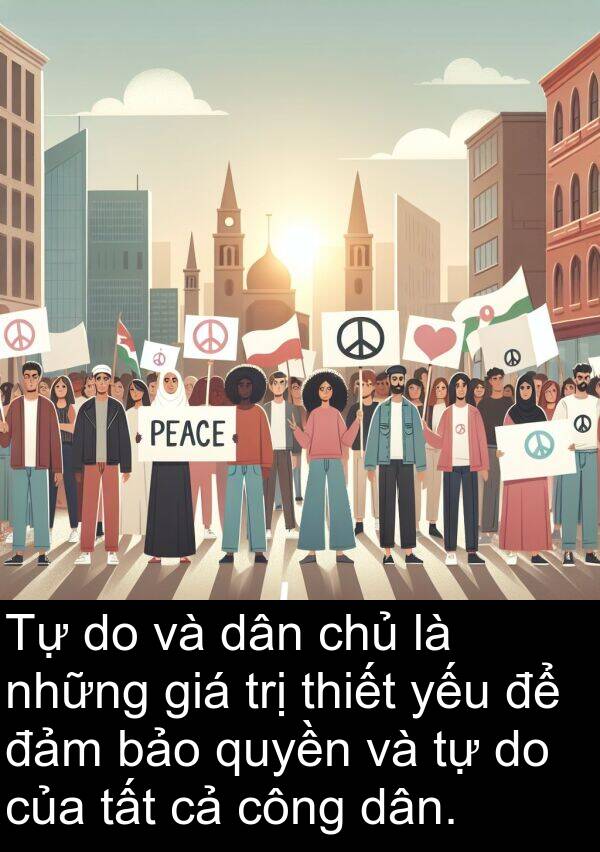 trị: Tự do và dân chủ là những giá trị thiết yếu để đảm bảo quyền và tự do của tất cả công dân.