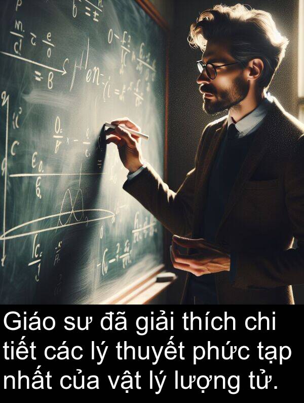 chi: Giáo sư đã giải thích chi tiết các lý thuyết phức tạp nhất của vật lý lượng tử.