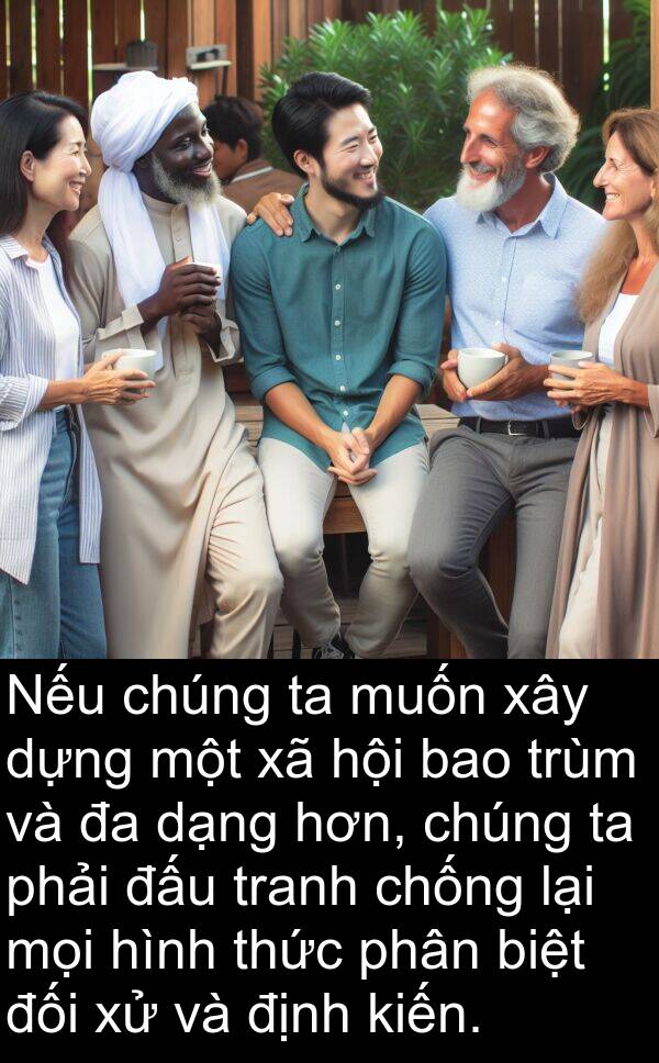 trùm: Nếu chúng ta muốn xây dựng một xã hội bao trùm và đa dạng hơn, chúng ta phải đấu tranh chống lại mọi hình thức phân biệt đối xử và định kiến.