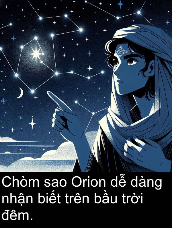 sao: Chòm sao Orion dễ dàng nhận biết trên bầu trời đêm.