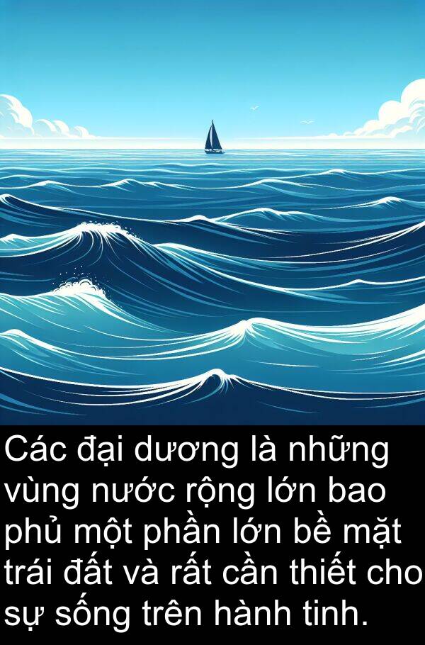 phần: Các đại dương là những vùng nước rộng lớn bao phủ một phần lớn bề mặt trái đất và rất cần thiết cho sự sống trên hành tinh.