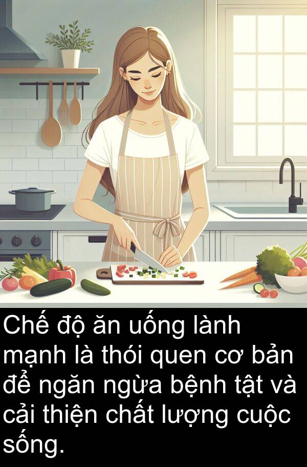 thói: Chế độ ăn uống lành mạnh là thói quen cơ bản để ngăn ngừa bệnh tật và cải thiện chất lượng cuộc sống.