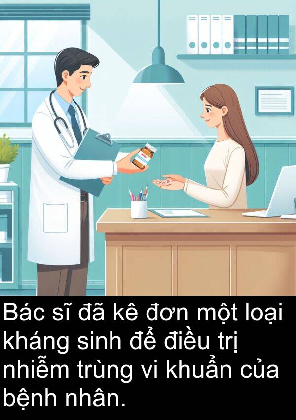 trị: Bác sĩ đã kê đơn một loại kháng sinh để điều trị nhiễm trùng vi khuẩn của bệnh nhân.