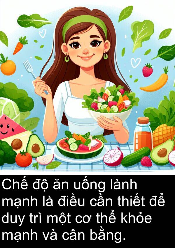 lành: Chế độ ăn uống lành mạnh là điều cần thiết để duy trì một cơ thể khỏe mạnh và cân bằng.