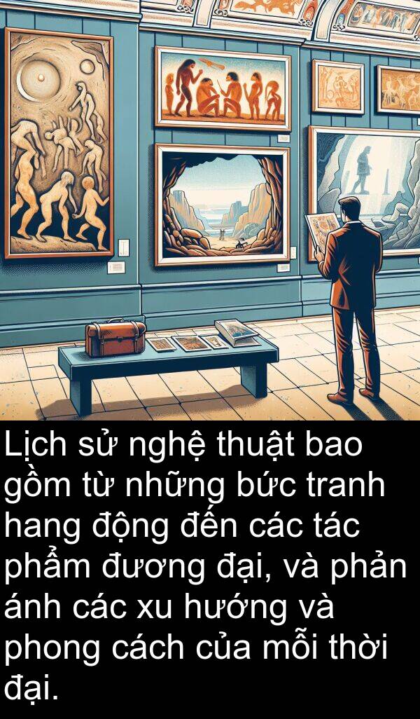 phản: Lịch sử nghệ thuật bao gồm từ những bức tranh hang động đến các tác phẩm đương đại, và phản ánh các xu hướng và phong cách của mỗi thời đại.